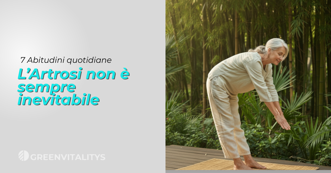 Persona attiva che fa stretching all’aperto per prevenire l’artrosi, simbolo di salute articolare e benessere naturale